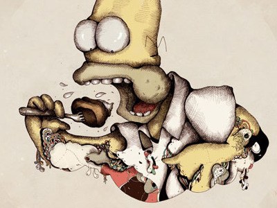 Simpson & C. A. K. E. humor illustration mixed media pop surrealism riversaredeep