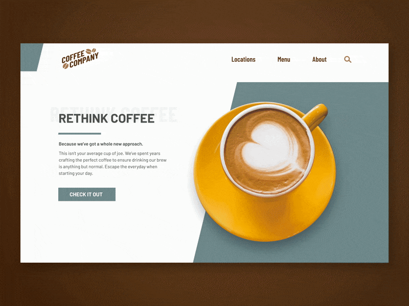 Coffee Company Homepage animated cafe coffee homepage landing page latte mocha motion parallax scroll web design