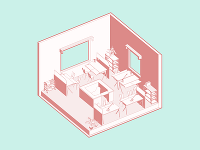 Boxes with Missions 2d 3d design flat graphic design illustration isometric room vector