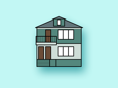House #2 apartment blue color cute flat house illustration visual