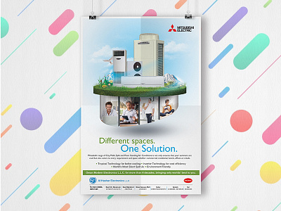 Mitsubishi ads advertising air conditioner illustrator magazine photoshop pixels print vectors