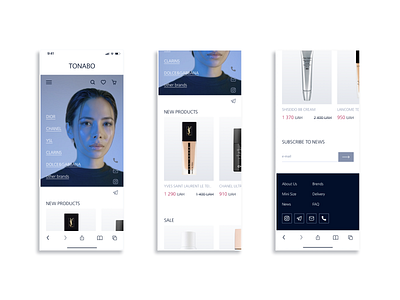 Main Page of the cosmetic store. Mobile. branding buy tonals categories cosmetic cosmetics store figma foundation home page mobile luxury main cosmetics main page mobile mobile mobile first mobile minimalism research shoose color ui ui design ux ux design white app