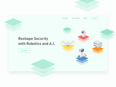 Website home page ai artificial intelligence flat illustration security tech visual website