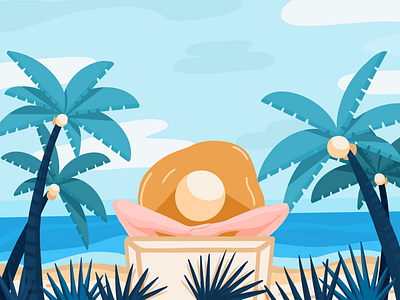 Beach time beach drawing illustration palm tree relaxing