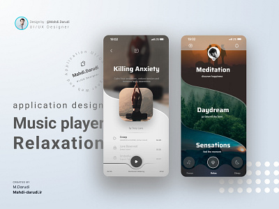 mahdi darudi app graphic design music player relaxation ui ui design uiux web website design