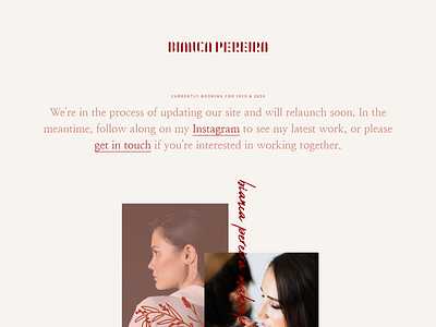 New "Coming Soon" page for Bianca Pereira's website artist brand communication branding makeup makeup artist web design website website design