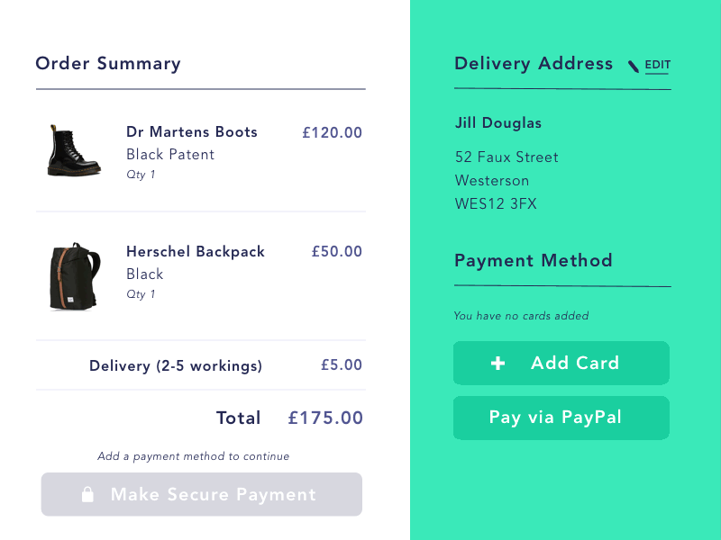 Daily UI Challenge 002 Credit Card Checkout