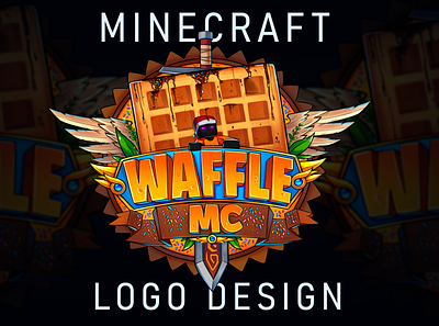 Minecraft Logo - WaffleMC - [ Commission ] design digitalart game logo graphic design illustration logo logo design logo3d minecraft logo minecraft logo server ui