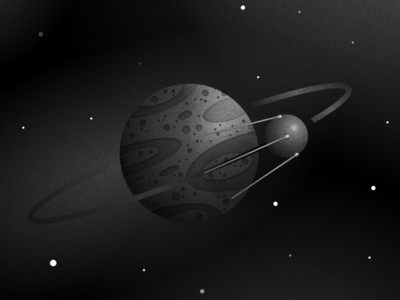 Hello World! cosmos illustration noise planet space sputnik stars