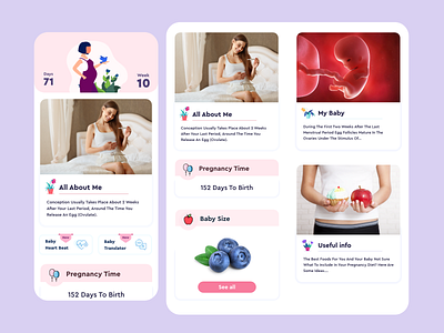 Pregnancy App Ui\Ux Design Works #4 app ui branding design flat ui design illustration logo pregnancy app ui design sample app ui ui ui design vector