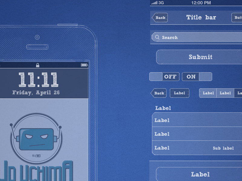 iPhone Blueprint Wireframe Kit -FreePSD free freebie psd wireframe ui kit ui blueprint mockup sketch