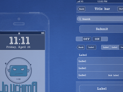iPhone Blueprint Wireframe Kit -FreePSD