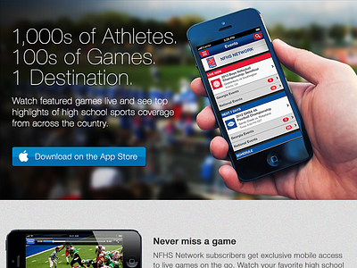 NFHS app landing page app ios iphone landing landing page page product