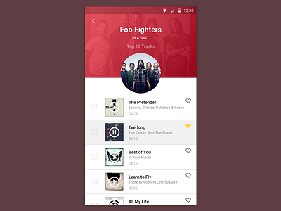 Music Player Mockup material design music player play list playlist ui