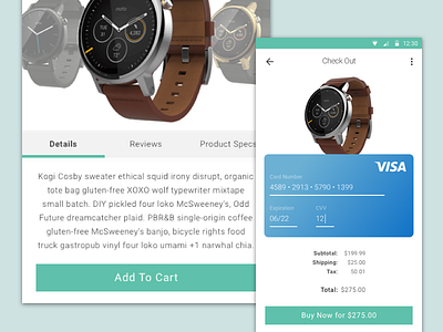 Product Checkout android check out ecomm material design mobile product details shopping shopping cart ui ux