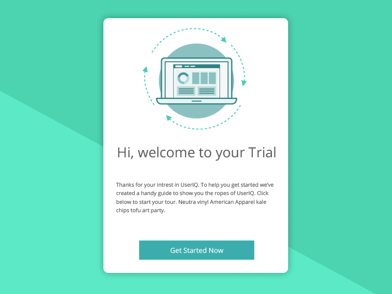 Trial Welcome On Boarding trial message trial illustration pop up popup modal onboarding on boarding animation