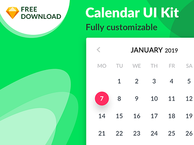 FREEBIE Calendar UI Kit calendar free freebie kit nested sketch symbols ui