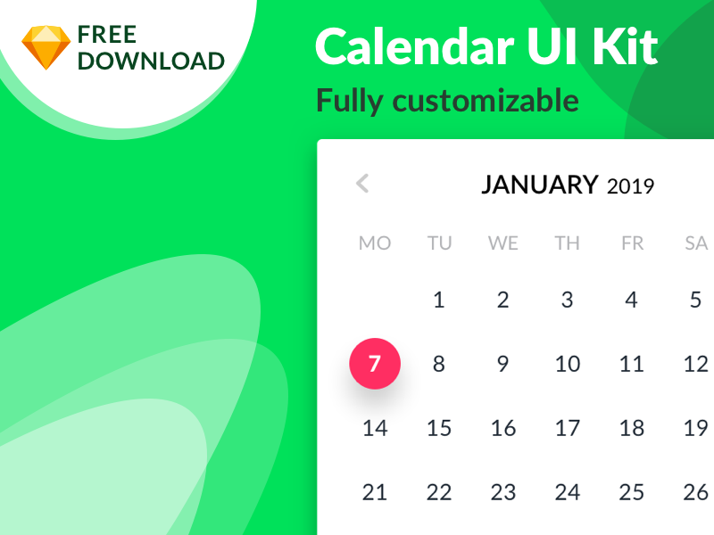 FREEBIE Calendar UI Kit by Tomasz Rybak on Dribbble