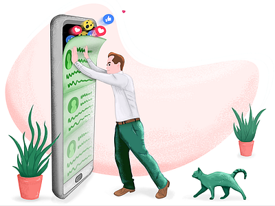 UX designer cat design illustration mobile plants ux designer