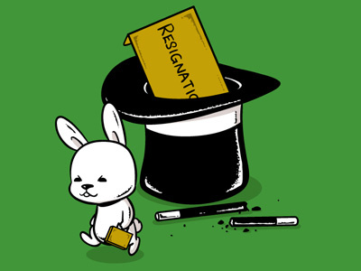 Resignation art chow hon lam cute design flying mouse flying mouse 365 funny hat illustration job lol magic rabbit resign show t shirt tee witty