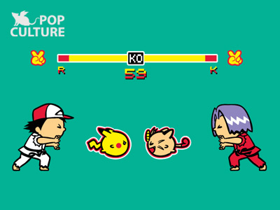 FM Pop Culture 004 - Round 3 Fight! anime art cartoon chow hon lam cute design flying mouse flying mouse 365 funny gaming illustration japan ken lol movie pikachu pokemon pop culture ryu street fighter t shirt tee tv video game witty
