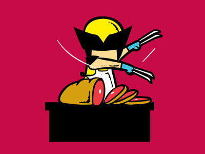 Part Time Job 003 - Meat Shop comic flying mouse 365 funny gaming illustration lol marvel movie pop culture super heroes wolverine