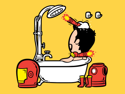 Bath & Shower 008 - Give Me A Hand bath shower chow hon lam comic flying mouse 365 funny ironman marvel movie parody superheroes