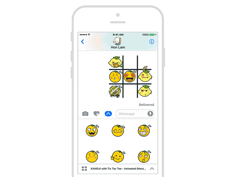 Kamoji with Tic Tac Toe - Animated iMessage Sticker