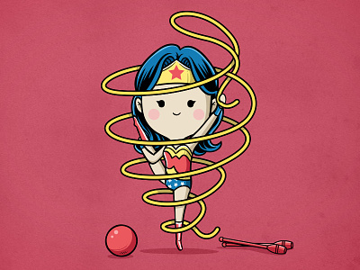 Sporty Wonder Woman - Ribbon comic cute illustration ironman movie olympic parody ribbon sport wonder woman