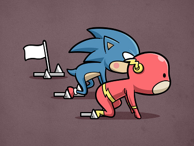 Sporty Flash & Sonic - Athletics 100M art character design chow hon lam art comic flash gaming illustration movie sonic video games