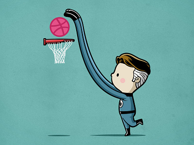 Sporty Mr Fantastic - Basketball basketball comic debuts dribbble fantastic four nba parody sport sporty buddy