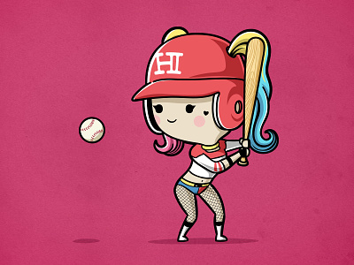 Sporty Harley Quinn - Baseball ⚾️ chow hon lam art comic cute girl harley quinn illustration movie parody pop culture suicide squad
