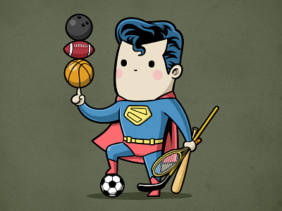 Sporty Superman - All Sports chow hon lam art comic cute funny movie pop culture sports superman