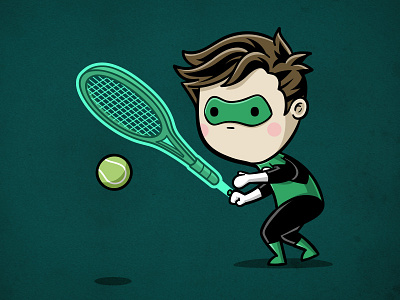 Sporty Green Lantern - Tennis chow hon lam art comic cute green lantern movie sporty buddy tennis