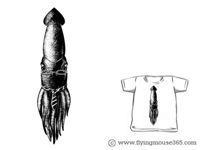 Squid Tie animal art chow hon lam design flying mouse flying mouse 365 illustration seafood squid tie t shirt tee tie underwater