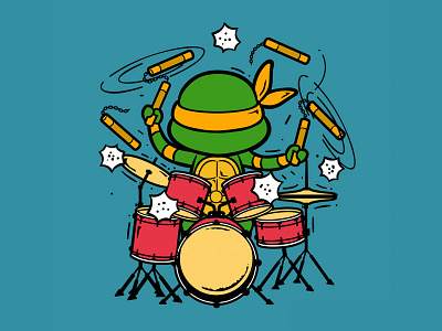 Part Time Job 040 - Drummer cartoon chow hon lam art comic illustration michelangelo ninja turtle part time job pop culture tmnt