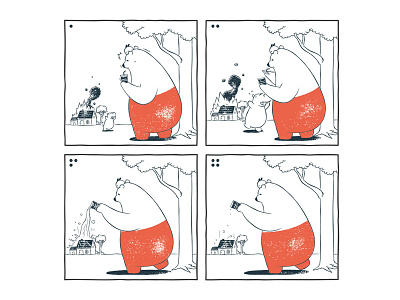 Tu and Ted - Fire bear bunny chow hon lam art fire illusion illustration line webtoon perspective polar bear tu and ted webcomic webtoon