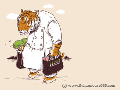 Shopping art beef chef chow hon lam cow design flying mouse flying mouse 365 hypermarket illustration pig shopping super market t shirt tee tiger