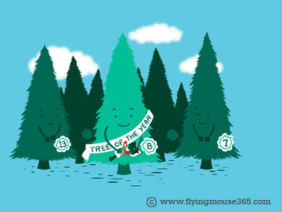 Tree Of The Year art axe chow hon lam christmas design flying mouse flying mouse 365 holiday illustration t shirt tee tree tree of the year xmas