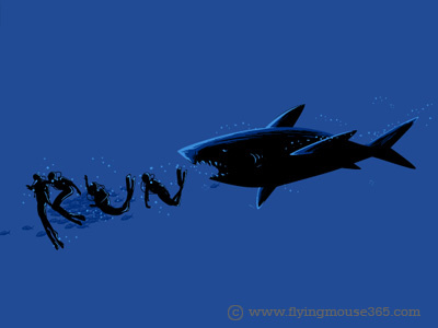 RUN art chow hon lam deep blue sea design diving flying mouse flying mouse 365 illustration run sea shark t shirt tee underwater