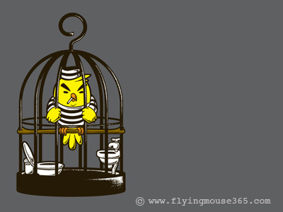 Prison angry bird animal art bird chow hon lam cute design flying mouse flying mouse 365 funny humor illustration jail prison prison break t shirt tee witty