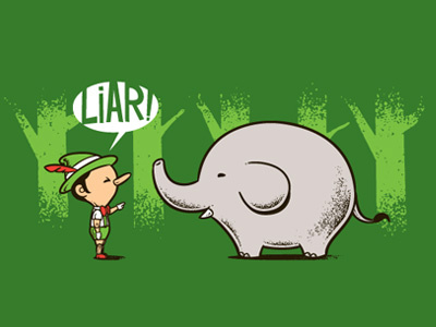 LIAR art cartoon chow hon lam cute design elephant fairy tail flying mouse flying mouse 365 forest funny illustration liar lol pinocchio pop culture story book t shirt tee tree witty