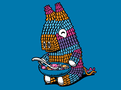 Pinata Lunch art candy character design chow hon lam cute design festival flying mouse flying mouse 365 funny illustration lol lunch pinata sweet t shirt tee witty