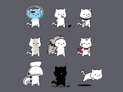 Nine Lives 9 lives art cat chow hon lam cute design die fish flying mouse flying mouse 365 funny illustration kill kitty lol meow nine live t shirt tee witty