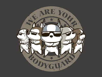 We Are Your Bodyguard animals art bodyguard chow hon lam cool cute design dog flying mouse flying mouse 365 funny hush puppy husky illustration lol puppies puppy shirt woot t shirt tee witty