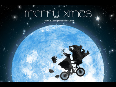 Dmerry Xmas 2012 chow hon lam flying mouse flying mouse 365 art design tee t-shirt illustration witty funny cute lol xmas merry christmas festival santa et movie poster