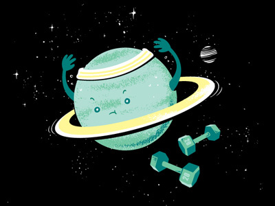 Mr Saturn Love Work Out art chow hon lam cute design exercise flying mouse flying mouse 365 funny hula illustration lol planet saturn t shirt tee universe witty work out