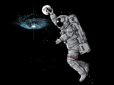 Slam Dunk chow hon lam flying mouse flying mouse 365 art design tee t-shirt illustration witty funny cute lol slam dunk basketball sport astronaut moom earth galaxy illusion
