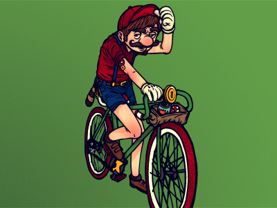 Fixie Mario bike illustration mario photoshop