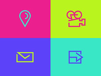 Oh Taste & See Icons branding bright design icons location mail minimalist neon oh taste and see share vibrant video